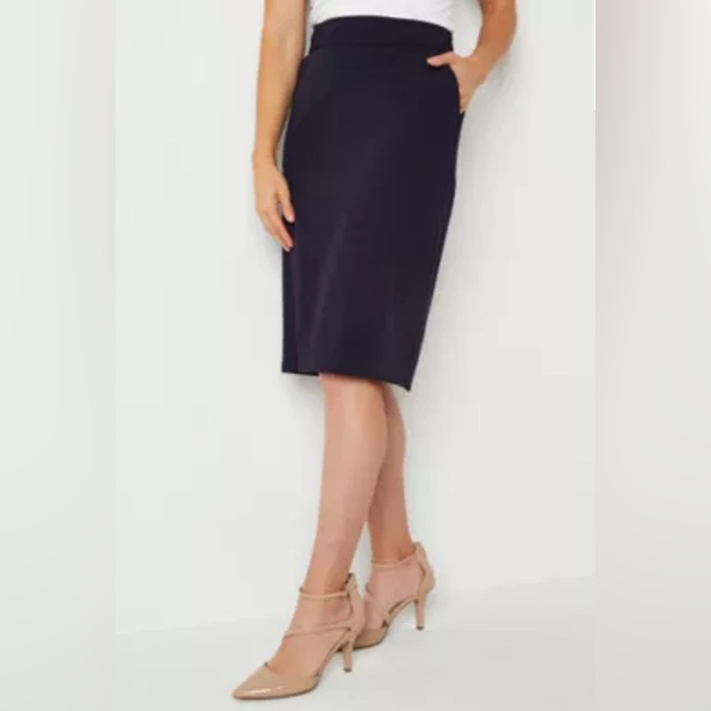 Liz Claiborne Womens Navy Blue Mid Rise Lined Straight Skirt with Pockets    12